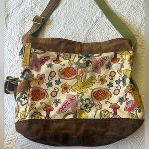 Lucky Brand Large Floral Patterned Canvas Shoulder Bag